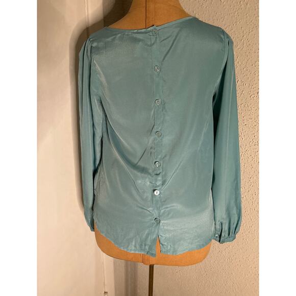 Xhilaration Women's Blue Cut Out Blouse XS Bohemian Castlecore Corporate Siren - Picture 2 of 9